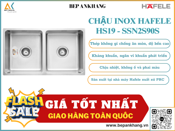 CHẬU INOX HAFELE  HS19 - SSN2S90S  567.23.020